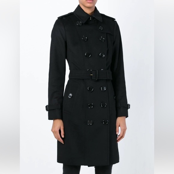 Burberry Sandringham black cashmere trench coat